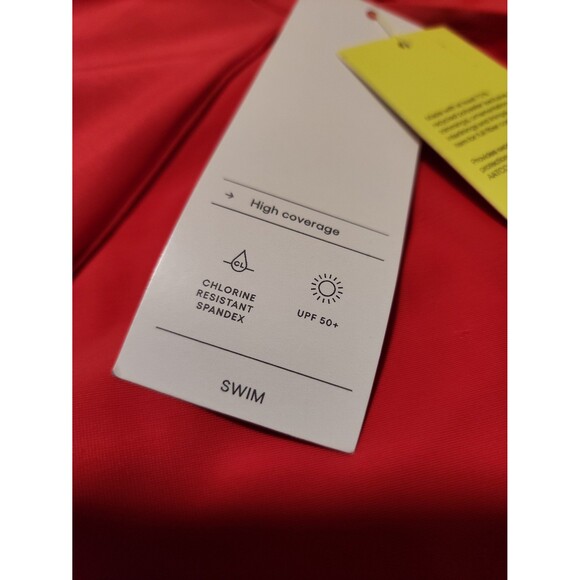 ALL IN MOTION Swimming Top Women sz Medium Coral Red UPF 50+ Pool NWT Summer - Picture 5 of 9